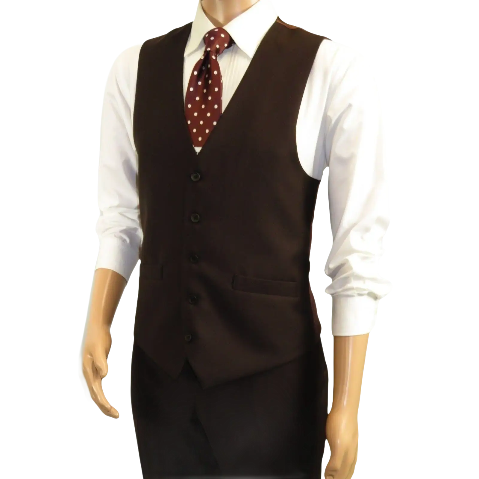 Men's Suit Separate Vest V - neck Adjustable Strap 5Button 201 - 5 Brown - J.Valintin Men's Wear Legend - 201 - 5 - Brown Vest - 36