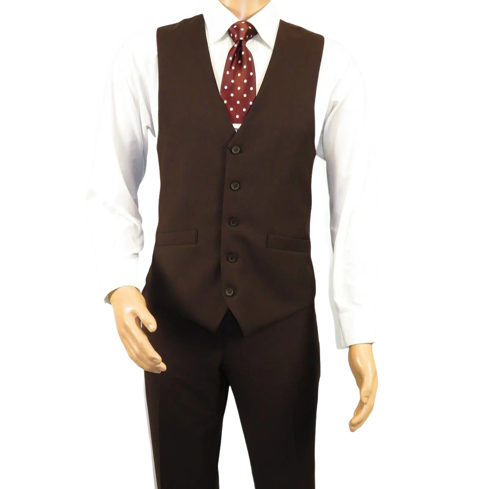 Men's Suit Separate Vest V - neck Adjustable Strap 5Button 201 - 5 Brown - J.Valintin Men's Wear Legend - 201 - 5 - Brown Vest - 36