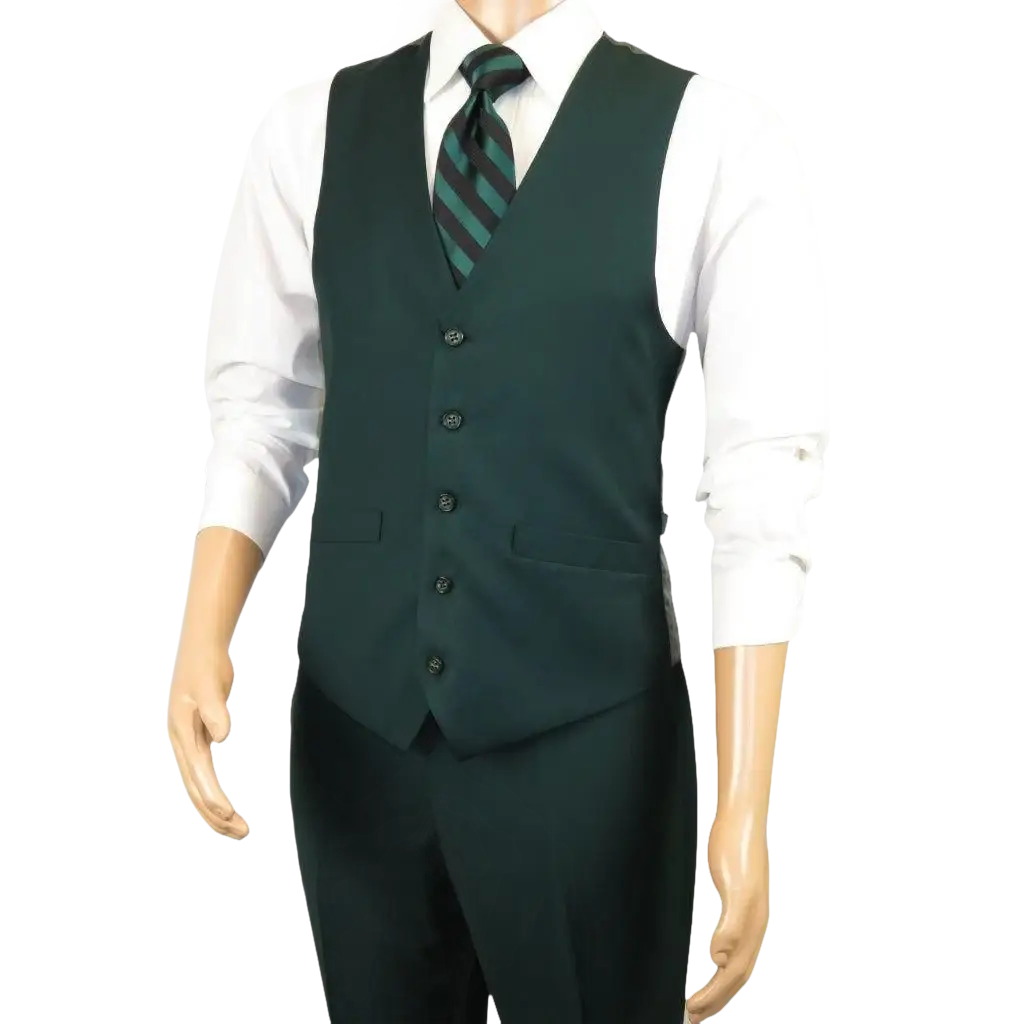 Men's Suit Separate Vest V - neck Adjustable Strap 5Button 2Pockets 201 - 9 Green - J.Valintin Men's Wear Legend - 201 - 9 - Green Vest - 36