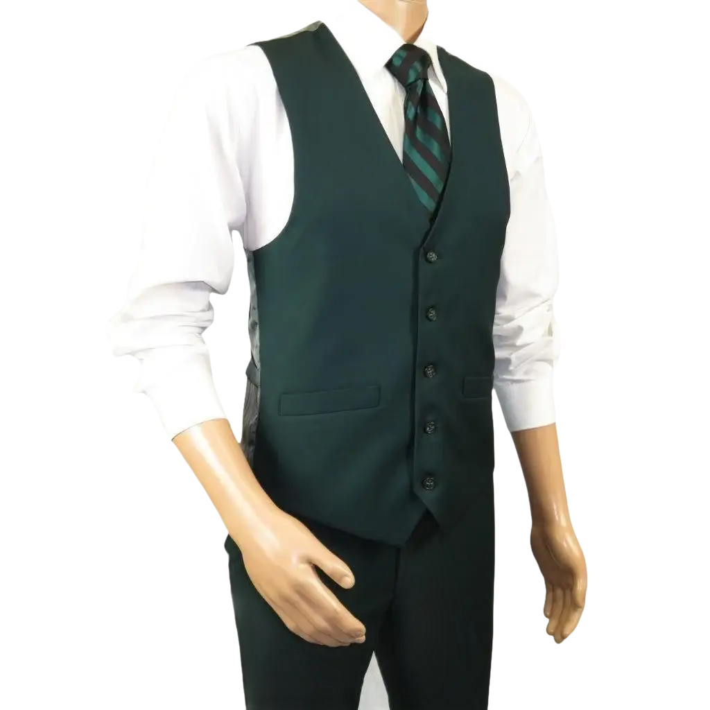 Men's Suit Separate Vest V - neck Adjustable Strap 5Button 2Pockets 201 - 9 Green - J.Valintin Men's Wear Legend - 201 - 9 - Green Vest - 36