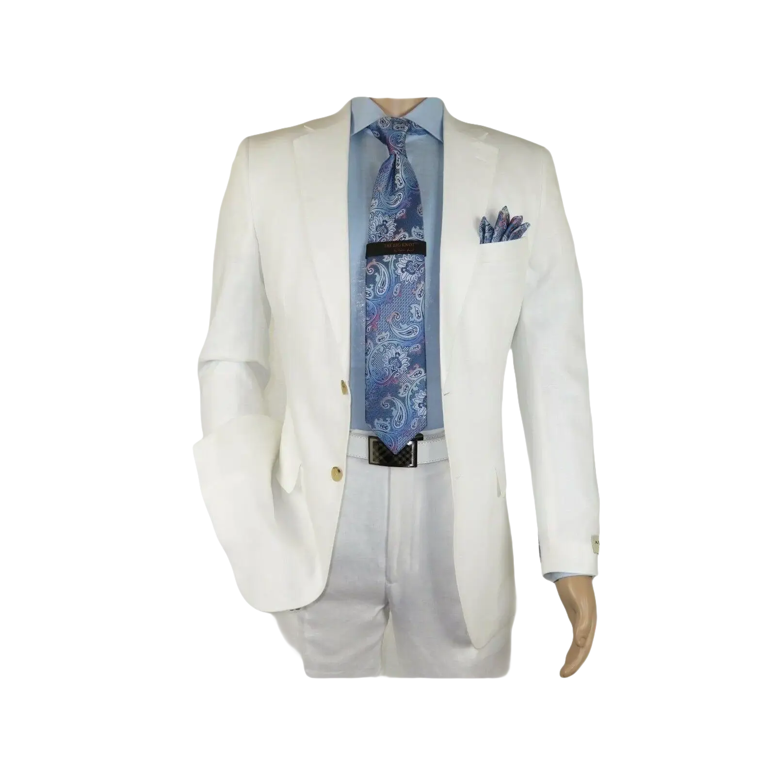 Mens Summer Linen Suit Apollo King Half Lined 2 Button European LN6 White Party - J.Valintin Men's Wear Legend - 93799