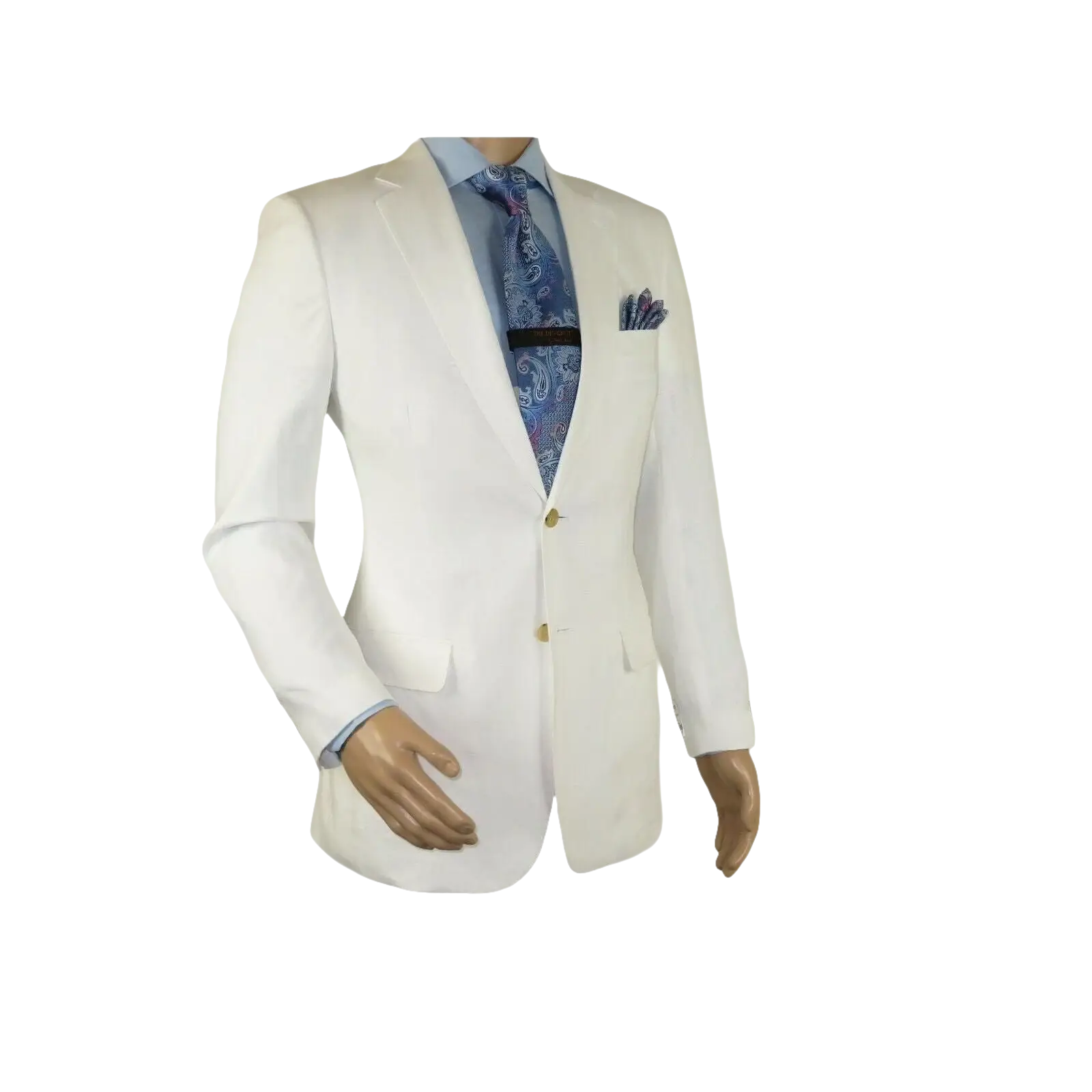 Mens Summer Linen Suit Apollo King Half Lined 2 Button European LN6 White Party - J.Valintin Men's Wear Legend - 93799