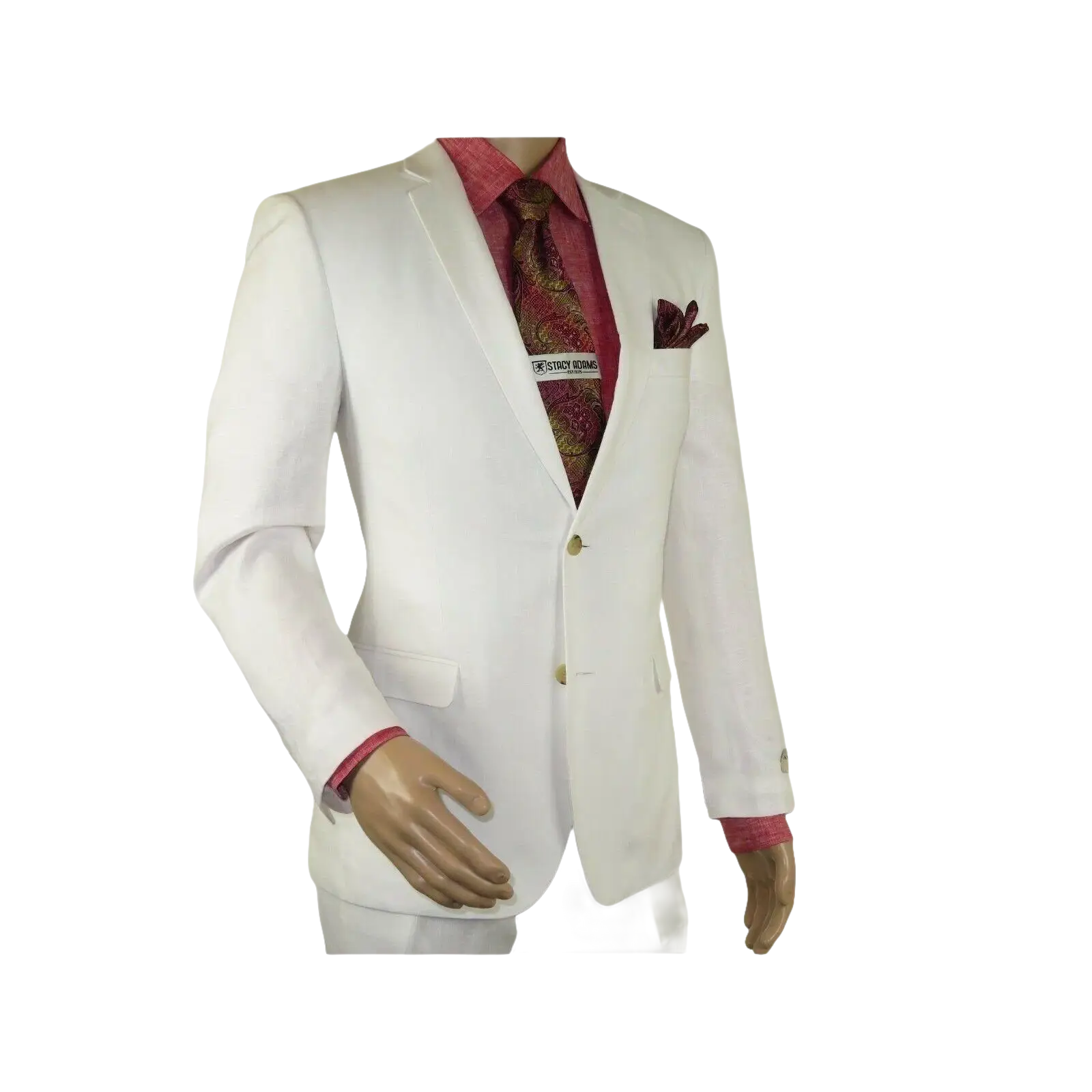 Men's Summer Linen Suit Apollo King Half Lined 2 Button Modern Fit SLN8 White - J.Valintin Men's Wear Legend - 7818