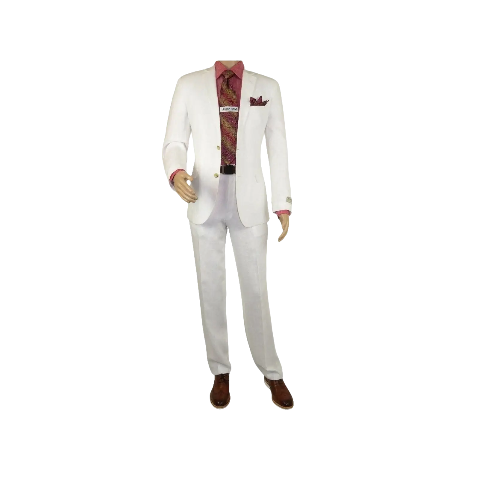 Men's Summer Linen Suit Apollo King Half Lined 2 Button Modern Fit SLN8 White - J.Valintin Men's Wear Legend - 7818
