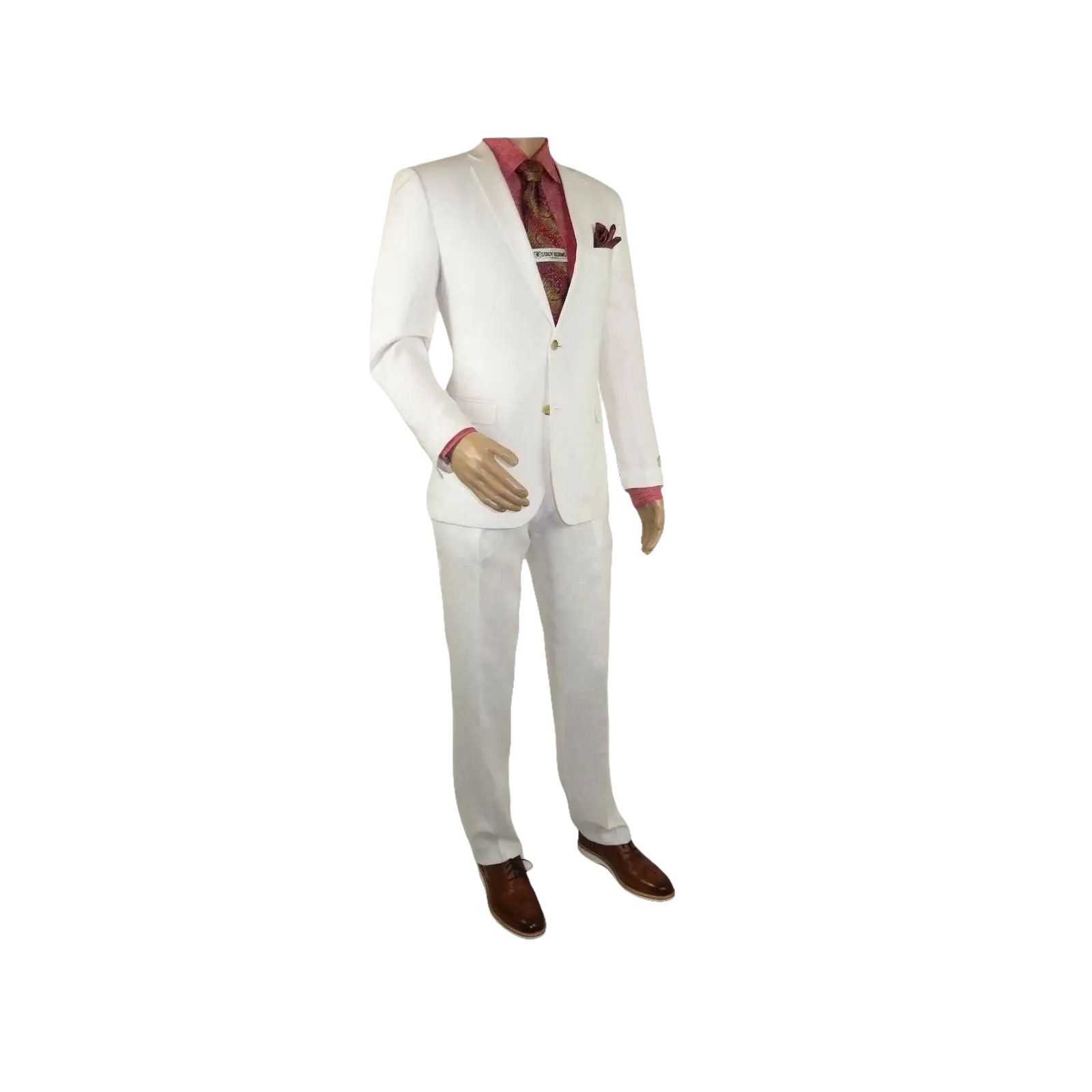 Men's Summer Linen Suit Apollo King Half Lined 2 Button Modern Fit SLN8 White - J.Valintin Men's Wear Legend - 7818