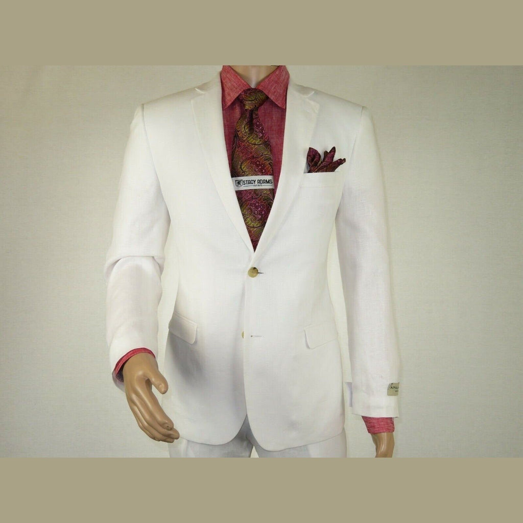 Men's Summer Linen Suit Apollo King Half Lined 2 Button Modern Fit SLN8 White - J.Valintin Men's Wear Legend - 7818