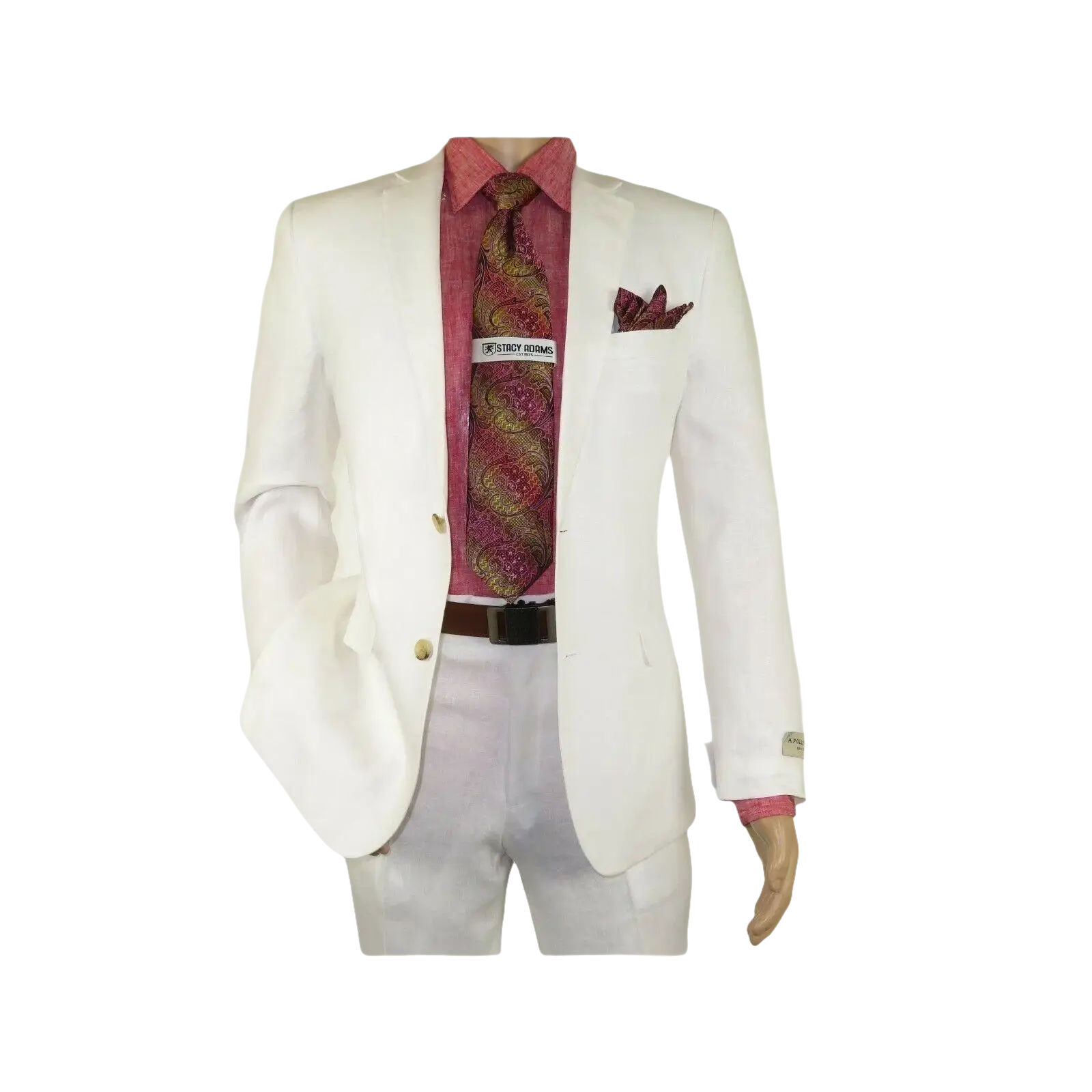 Men's Summer Linen Suit Apollo King Half Lined 2 Button Modern Fit SLN8 White - J.Valintin Men's Wear Legend - 7818