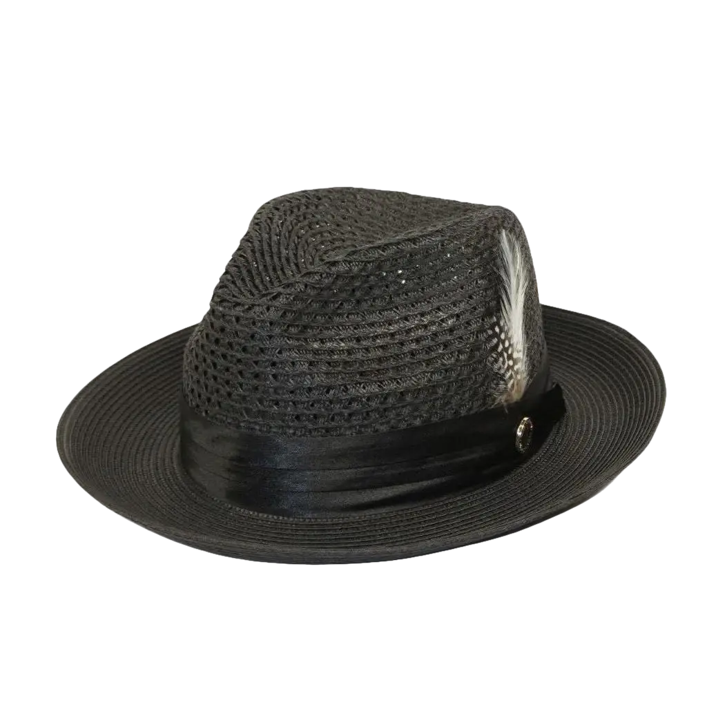 Men's Summer Spring Braid Straw style Hat by BRUNO CAPELO JULIAN JU900 Black - J.Valintin Men's Wear Legend - Ju900 - Black - S