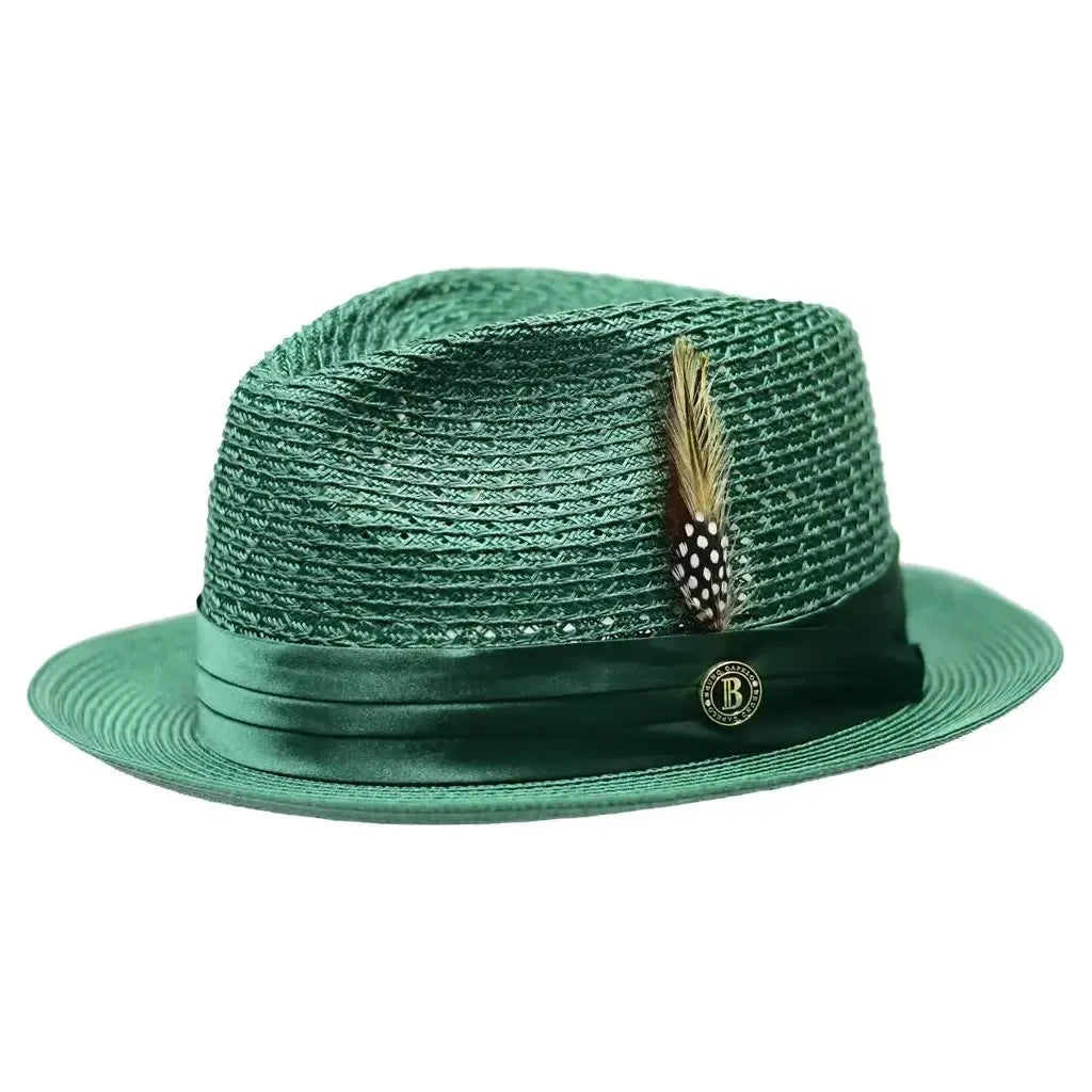 Men's Summer Spring Braid Straw style Hat by BRUNO CAPELO JULIAN JU905 Emerald - J.Valintin Men's Wear Legend - JU905 - Emerald - S