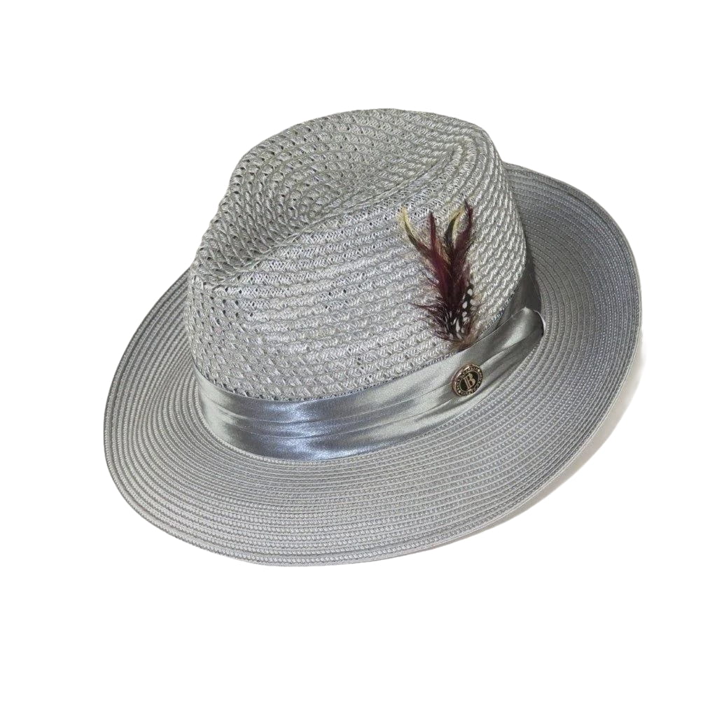 Men's Summer Spring Braid Straw style Hat by BRUNO CAPELO JULIAN JU909 Silver - J.Valintin Men's Wear Legend - Ju909 - Silver - S