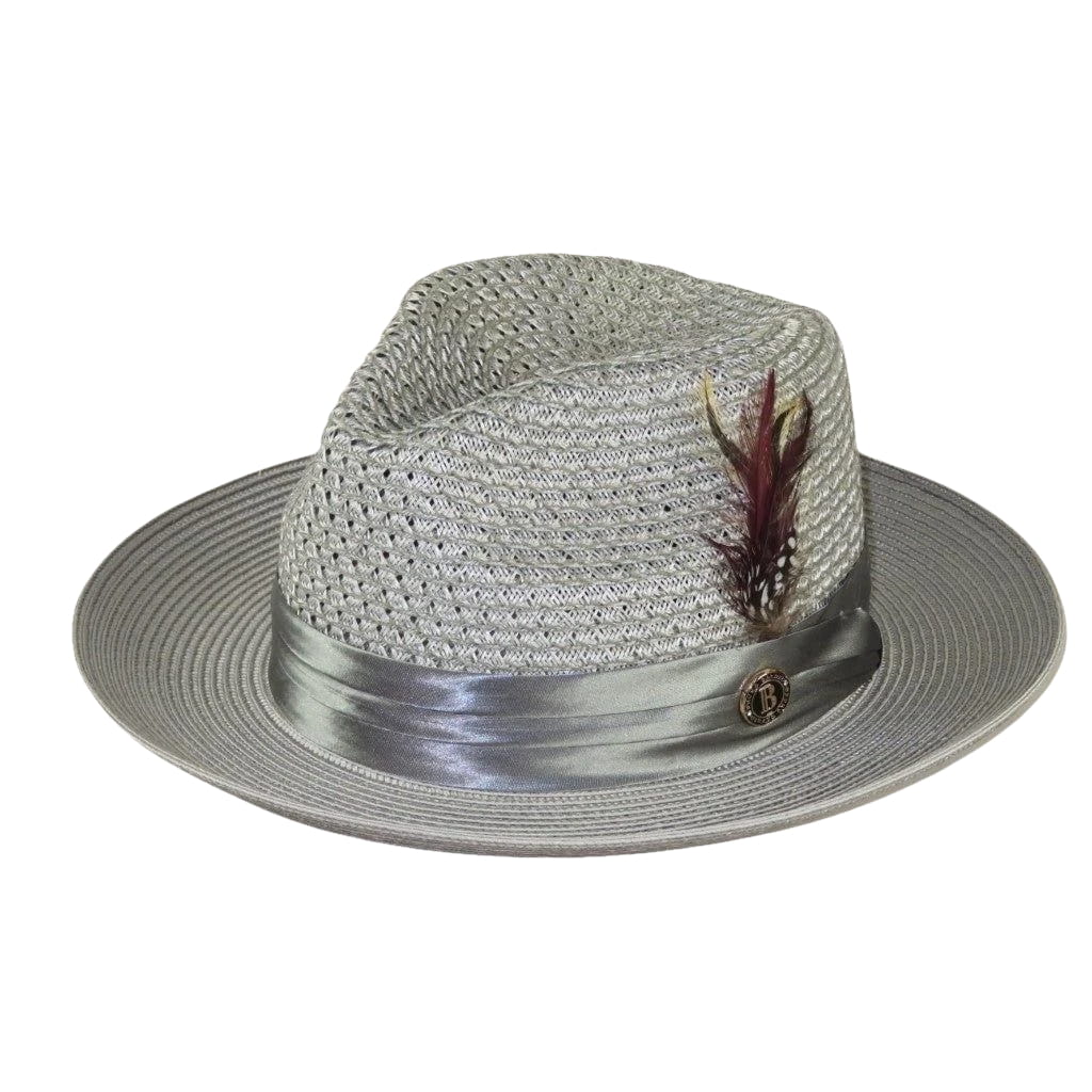 Men's Summer Spring Braid Straw style Hat by BRUNO CAPELO JULIAN JU909 Silver - J.Valintin Men's Wear Legend - Ju909 - Silver - S
