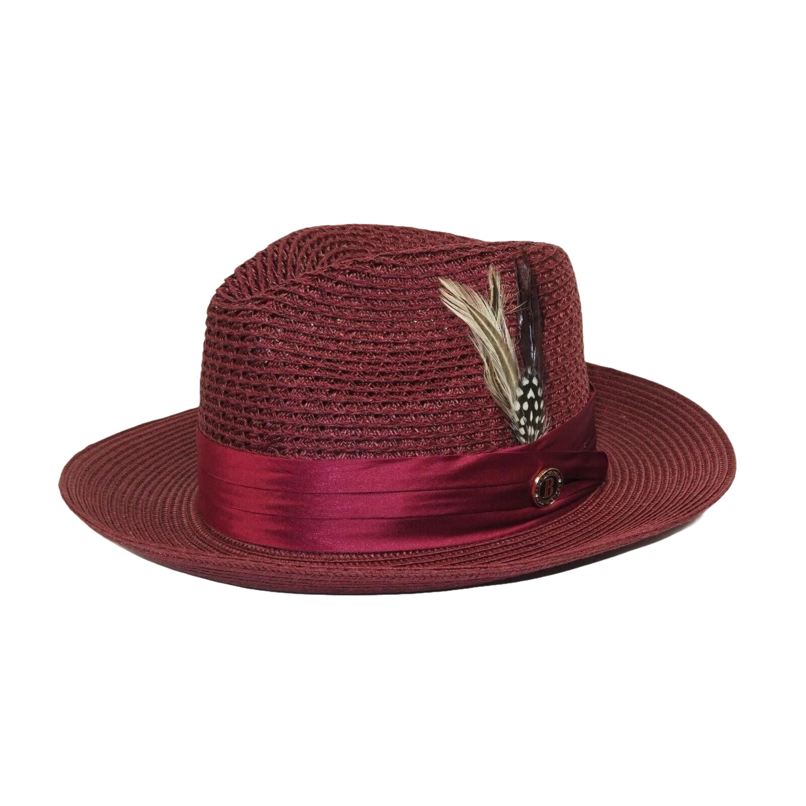 Men's Summer Spring Braid Straw style Hat by BRUNO CAPELO JULIAN JU912 Burgundy - J.Valintin Men's Wear Legend - 100413