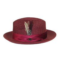 Men's Summer Spring Braid Straw style Hat by BRUNO CAPELO JULIAN JU912 Burgundy - J.Valintin Men's Wear Legend - 100413