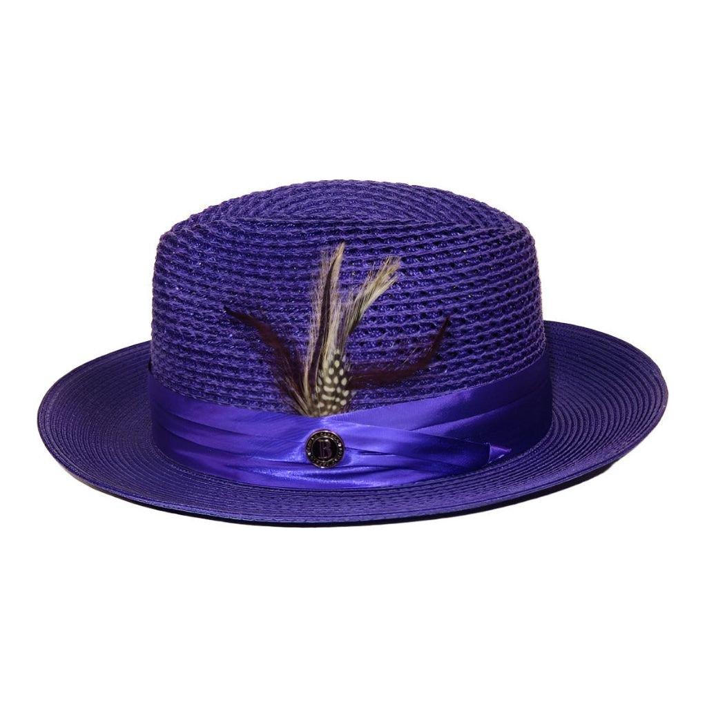 Men's Summer Spring Braid Straw style Hat by BRUNO CAPELO JULIAN JU914 Purple - J.Valintin Men's Wear Legend - Ju912 - Purple - S
