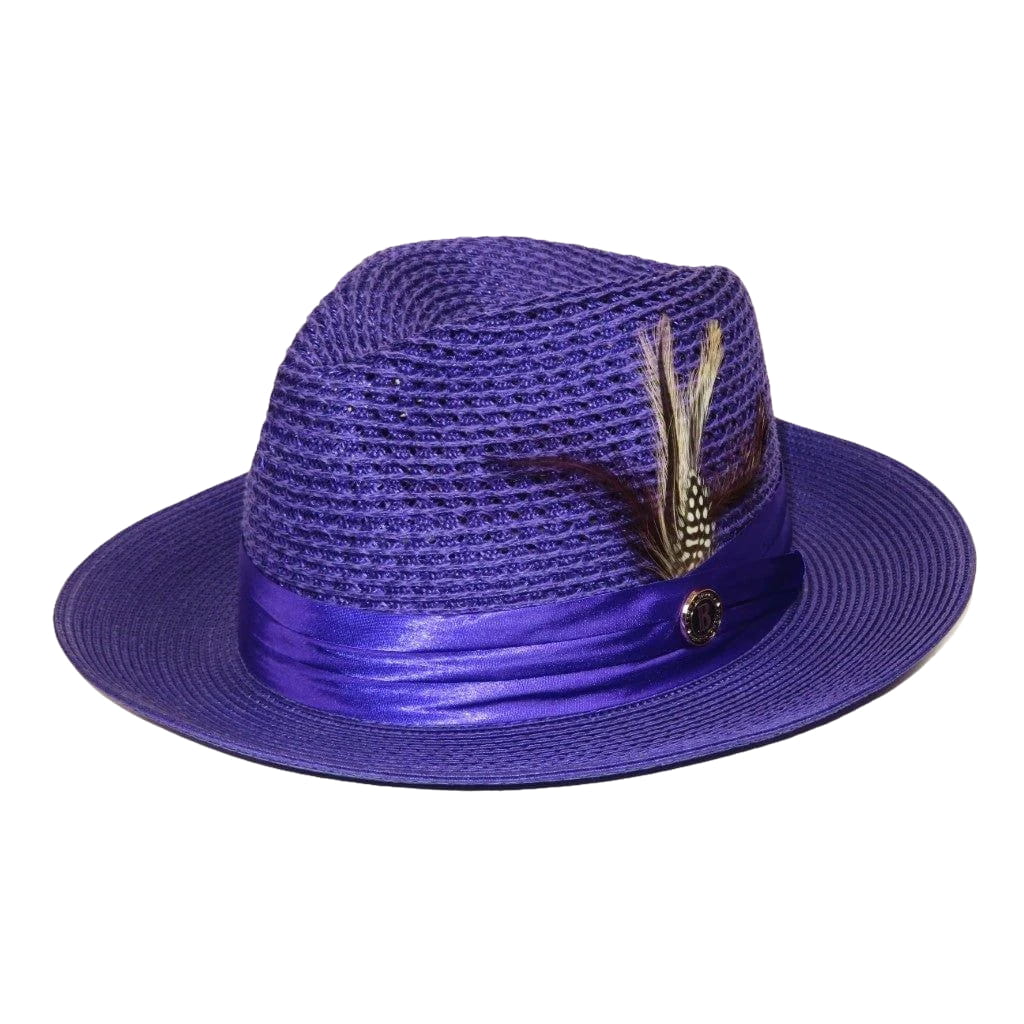 Men's Summer Spring Braid Straw style Hat by BRUNO CAPELO JULIAN JU914 Purple - J.Valintin Men's Wear Legend - Ju912 - Purple - S