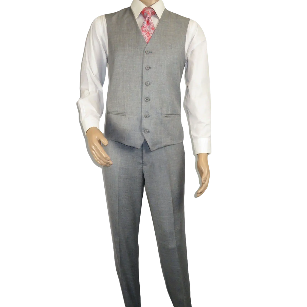 Mens Three Piece Suit Vested VITALI Soft Fabric With Sheen M3090 Stone Gray 3pc - J.Valintin Men's Wear Legend - 93610