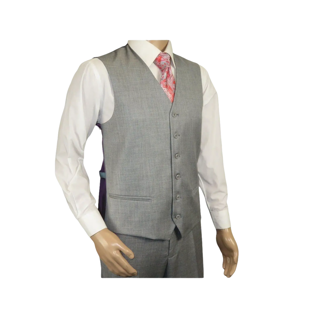 Mens Three Piece Suit Vested VITALI Soft Fabric With Sheen M3090 Stone Gray 3pc - J.Valintin Men's Wear Legend - 93610