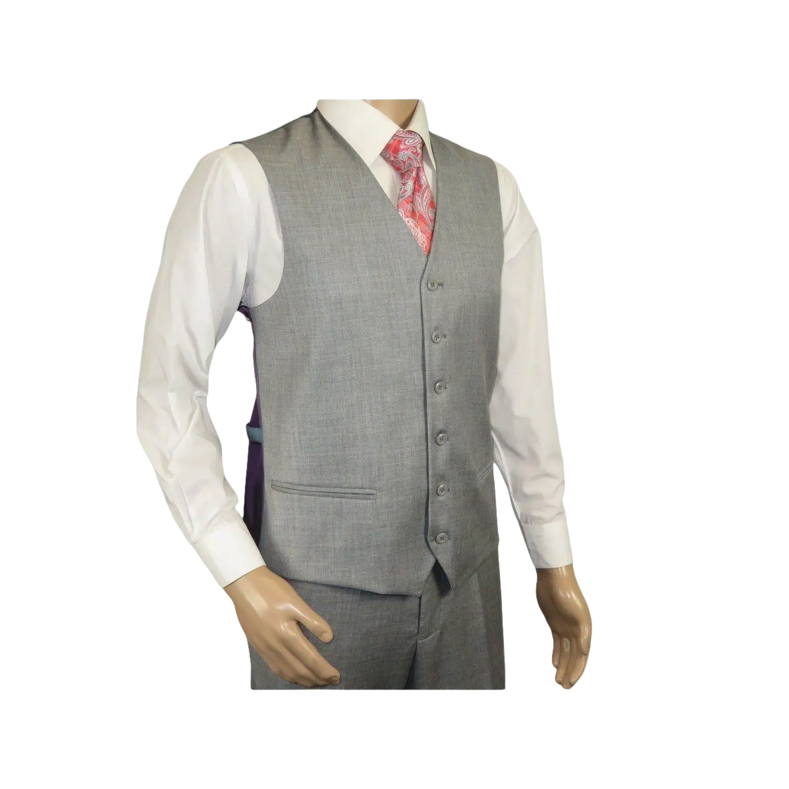 Mens Three Piece Suit Vested VITALI Soft Fabric With Sheen M3090 Stone Gray 3pc - J.Valintin Men's Wear Legend - 93610