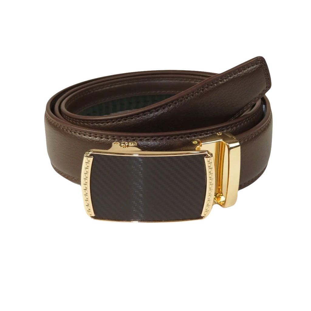 Mens VALENTINI Leather Belt Automatic Adjustable Removable Buckle RT036 Brown - J.Valintin Men's Wear Legend - 92196