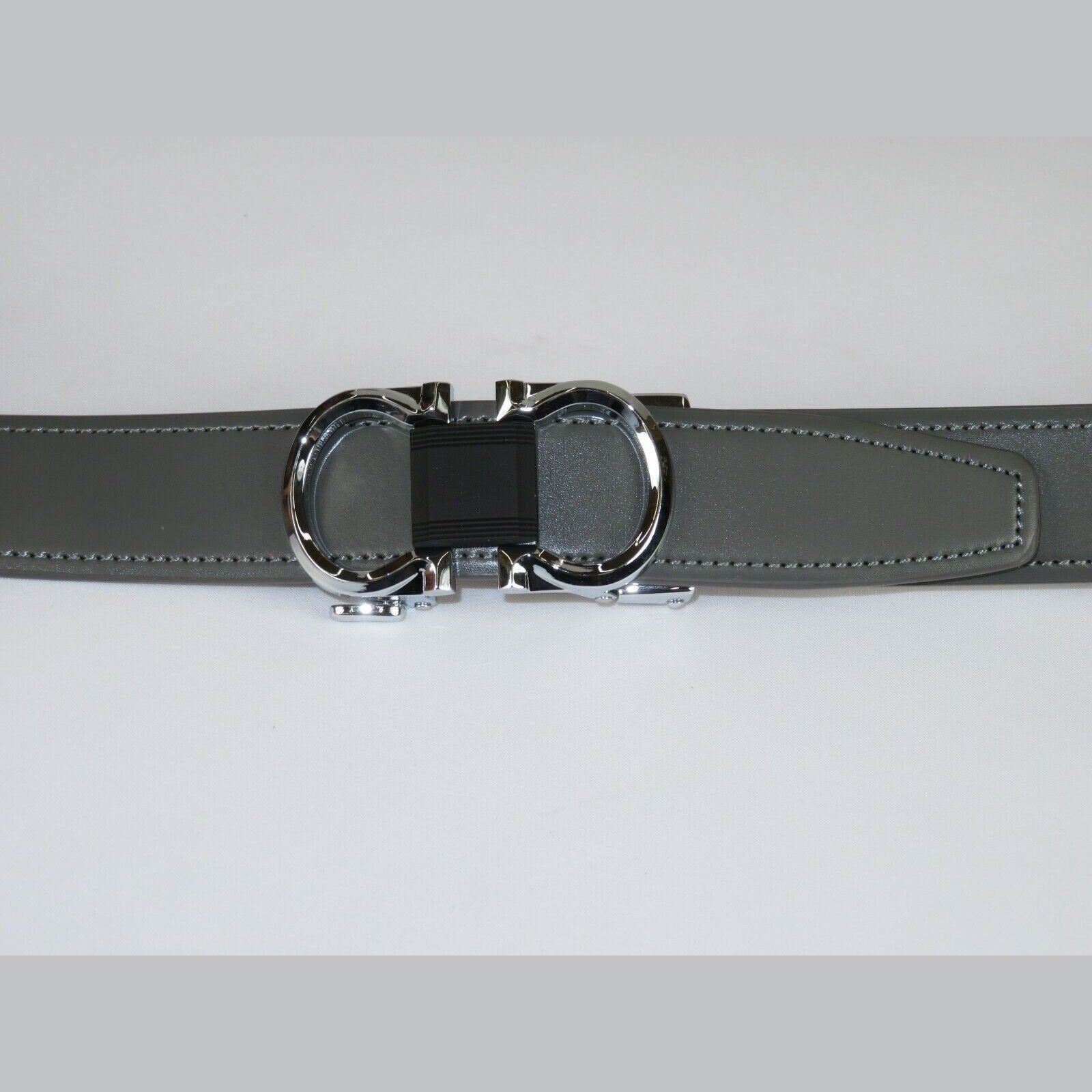 Mens VALENTINI Leather Belt Automatic Adjustable Removable Buckle V506S Gray - J.Valintin Men's Wear Legend - 92133