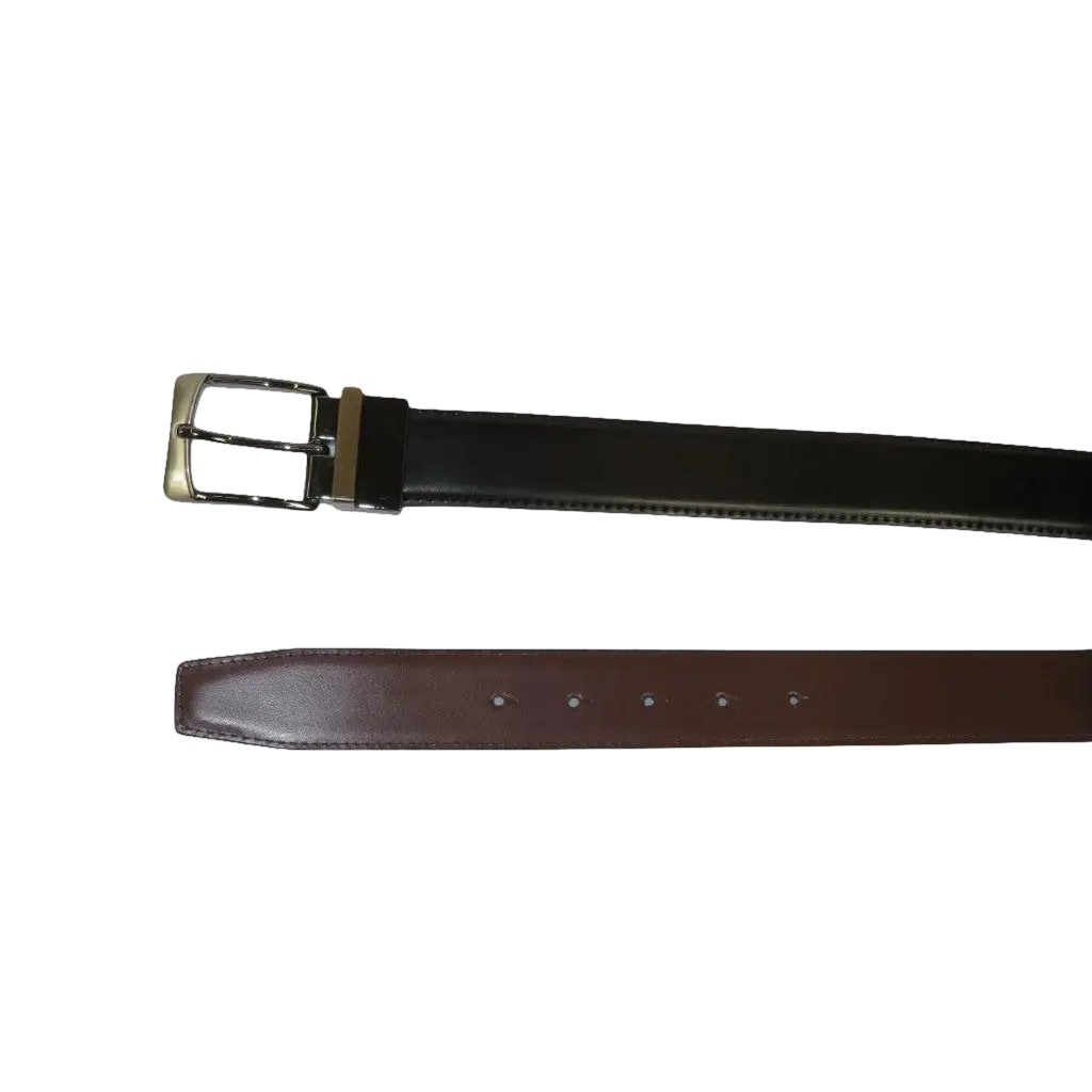 Men's VALENTINI Plain Leather Belt Pin Buckle Reversible SW63 Black or Brown - J.Valintin Men's Wear Legend - SW63 - Black - 34