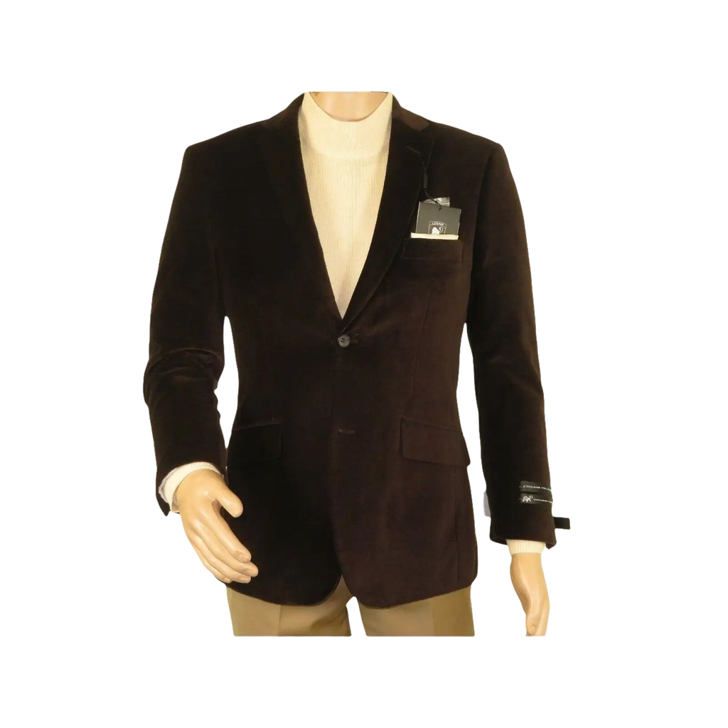 Men's Velvet Blazer Sport Coat Two Button Side Vents GEORGIO COSANI 491 Brown - J.Valintin Men's Wear Legend - 18593