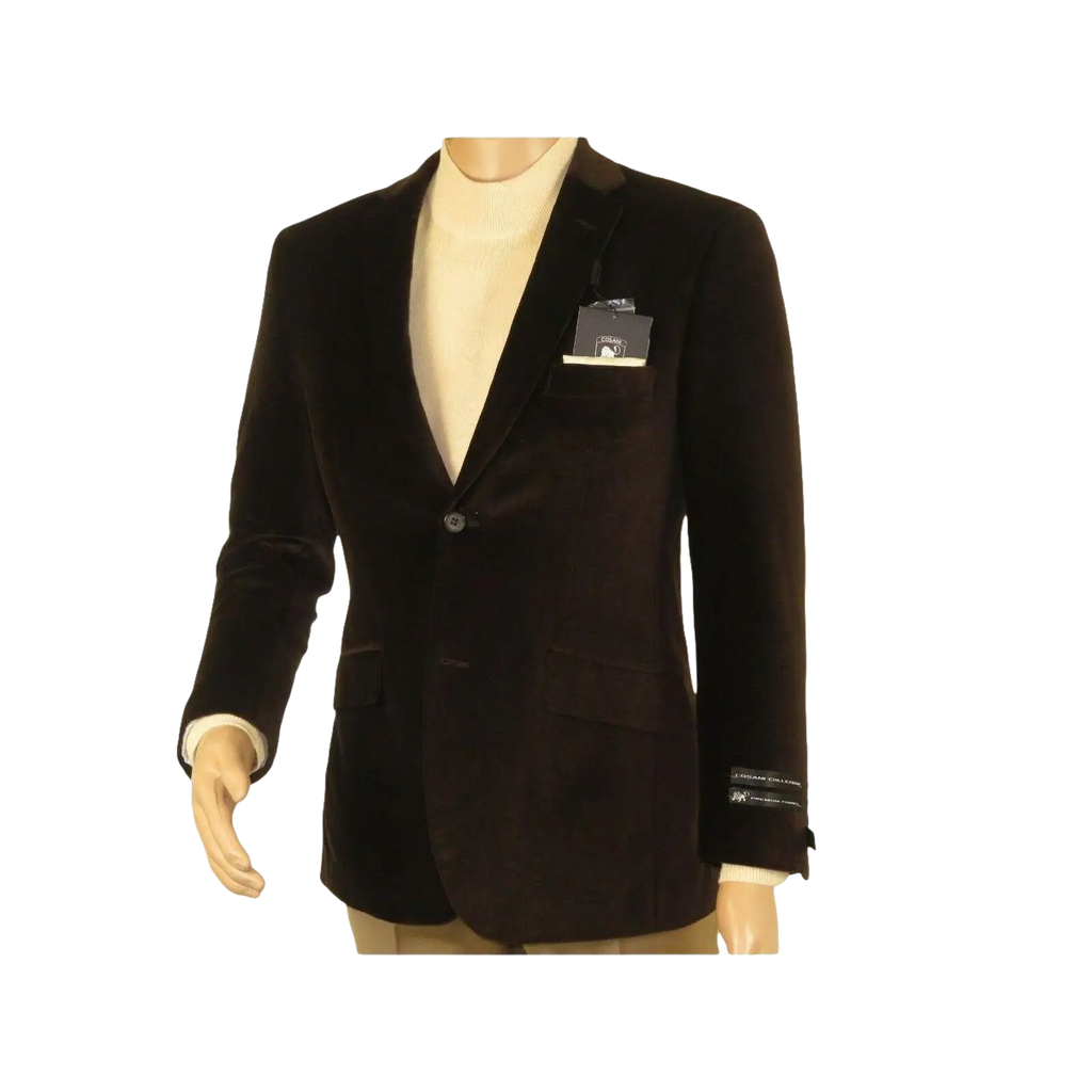 Men's Velvet Blazer Sport Coat Two Button Side Vents GEORGIO COSANI 491 Brown - J.Valintin Men's Wear Legend - 18593
