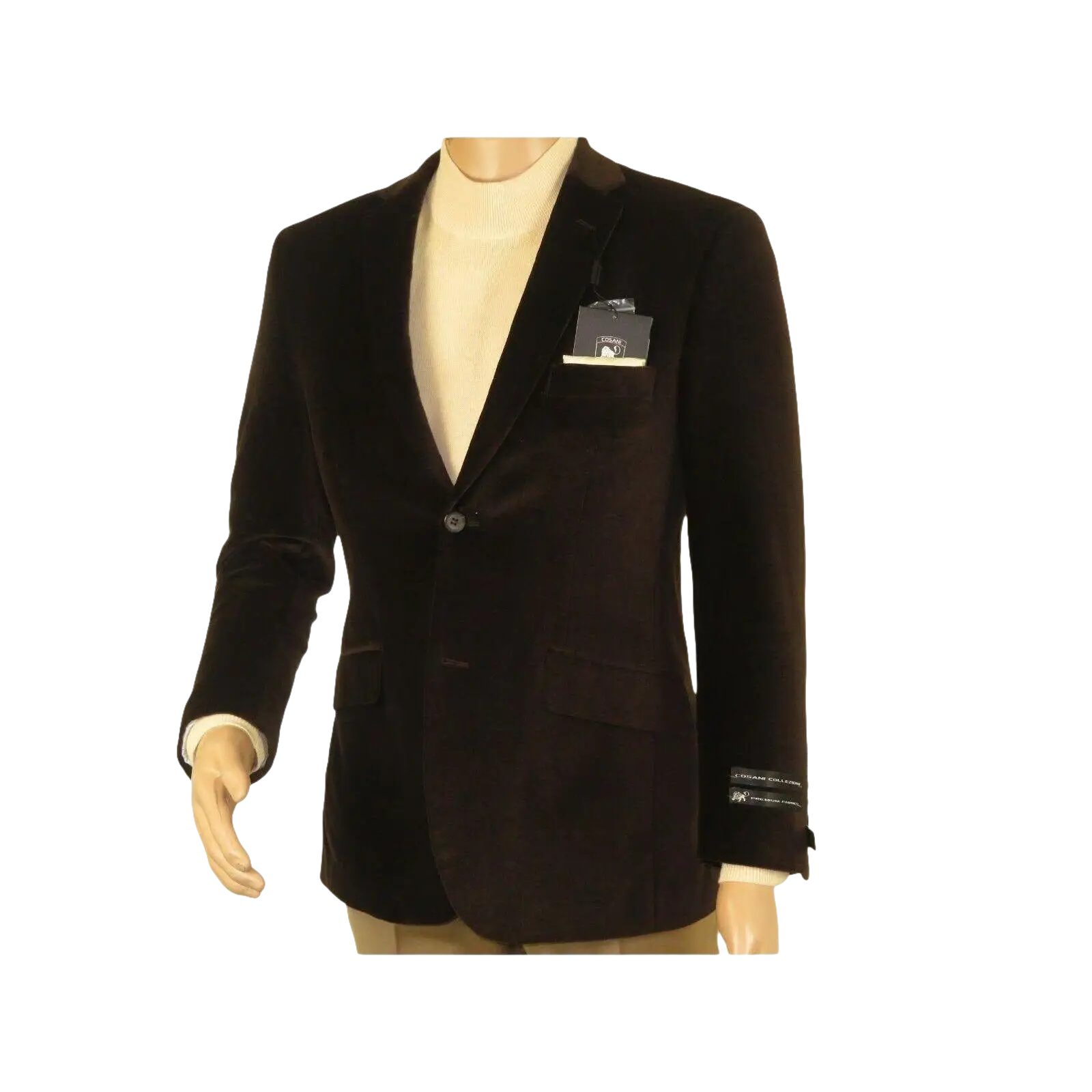 Men's Velvet Blazer Sport Coat Two Button Side Vents GEORGIO COSANI 491 Brown - J.Valintin Men's Wear Legend - 18593