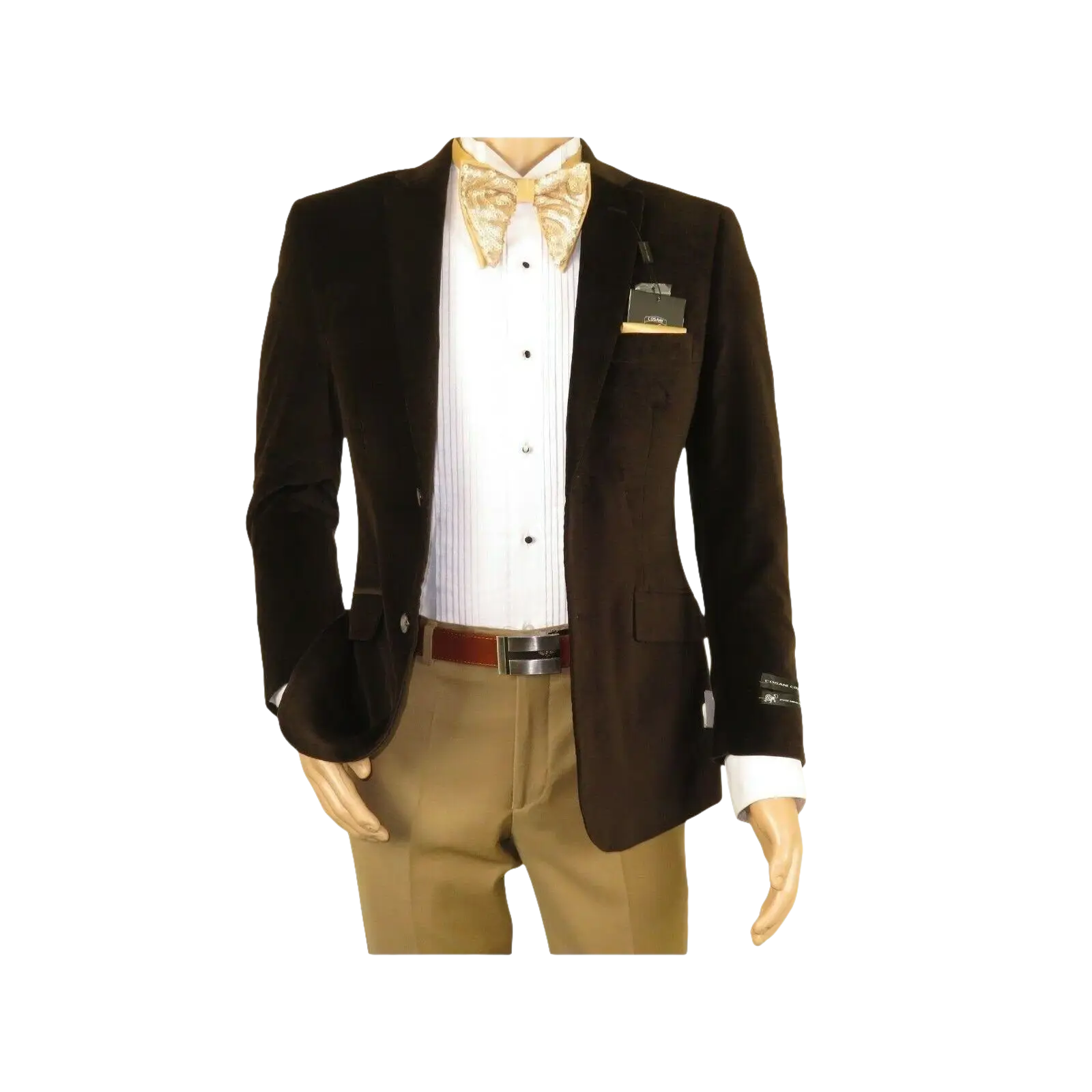 Men's Velvet Blazer Sport Coat Two Button Side Vents GEORGIO COSANI 491 Brown - J.Valintin Men's Wear Legend - 18593