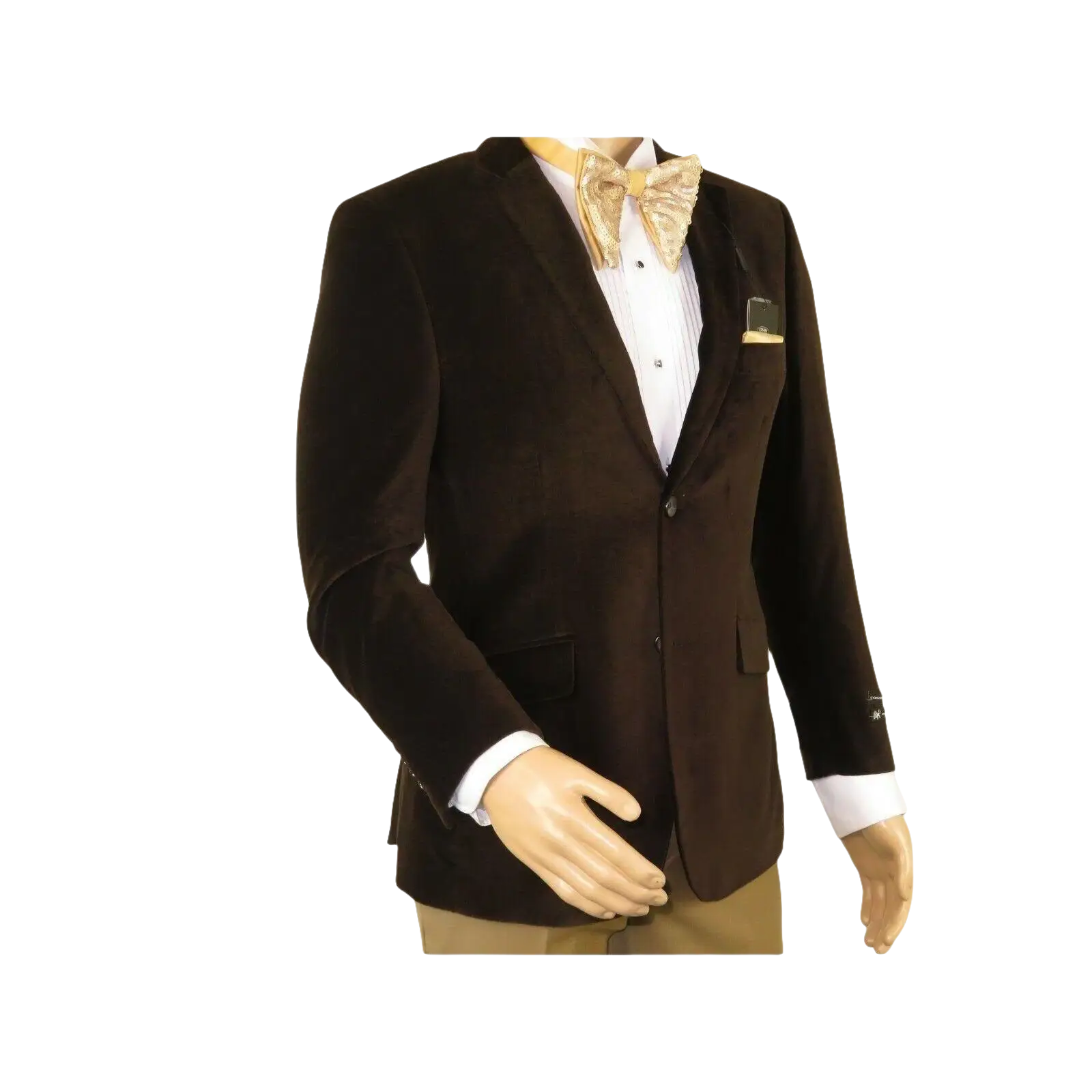 Men's Velvet Blazer Sport Coat Two Button Side Vents GEORGIO COSANI 491 Brown - J.Valintin Men's Wear Legend - 18593