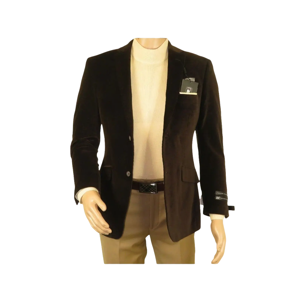 Men's Velvet Blazer Sport Coat Two Button Side Vents GEORGIO COSANI 491 Brown - J.Valintin Men's Wear Legend - 18593