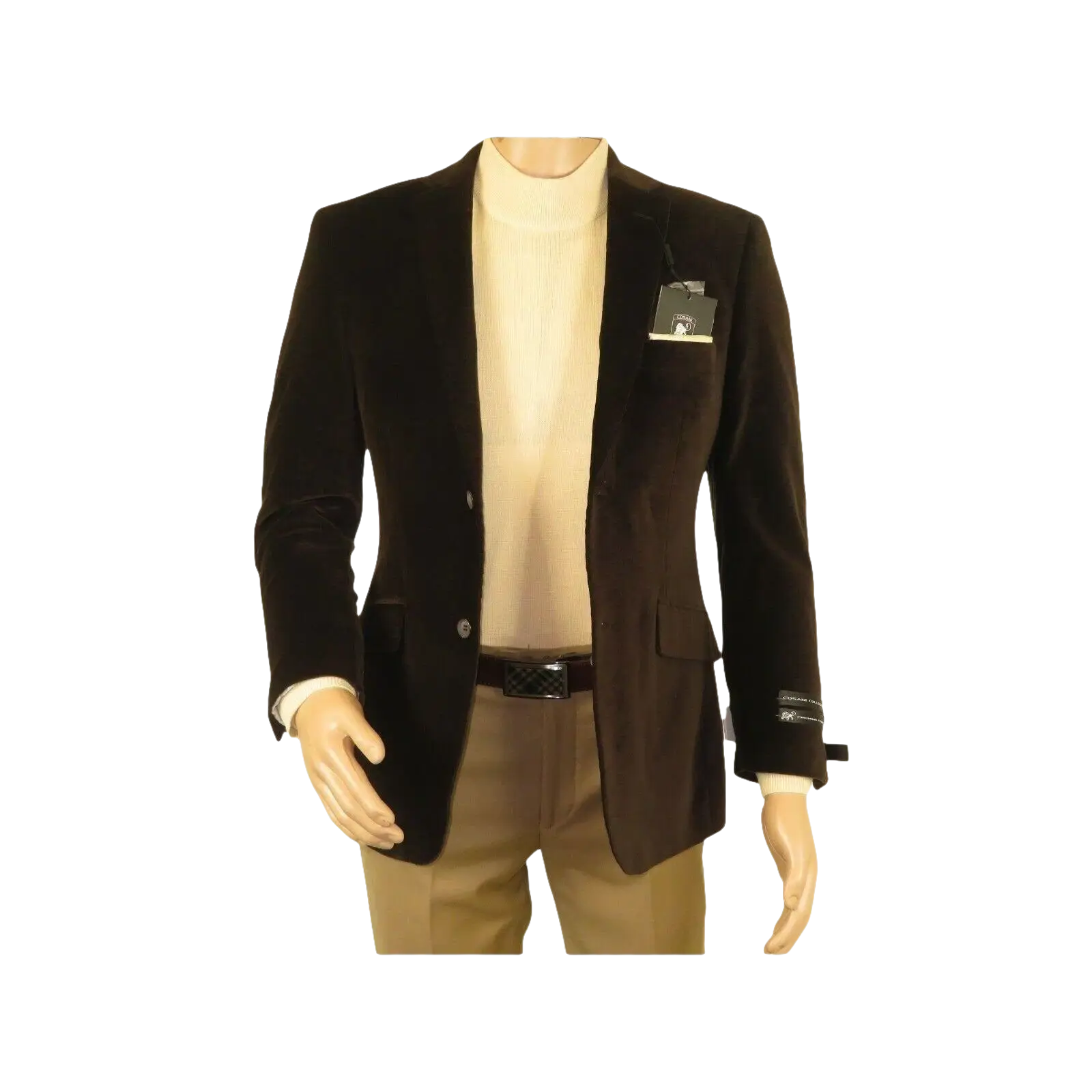 Men's Velvet Blazer Sport Coat Two Button Side Vents GEORGIO COSANI 491 Brown - J.Valintin Men's Wear Legend - 18593