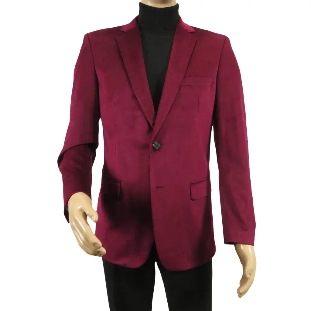 Men's Velvet Sport Coat Jacket by BASSIRI Leonardi J1042 Burgundy - J.Valintin Men's Wear Legend - 92623