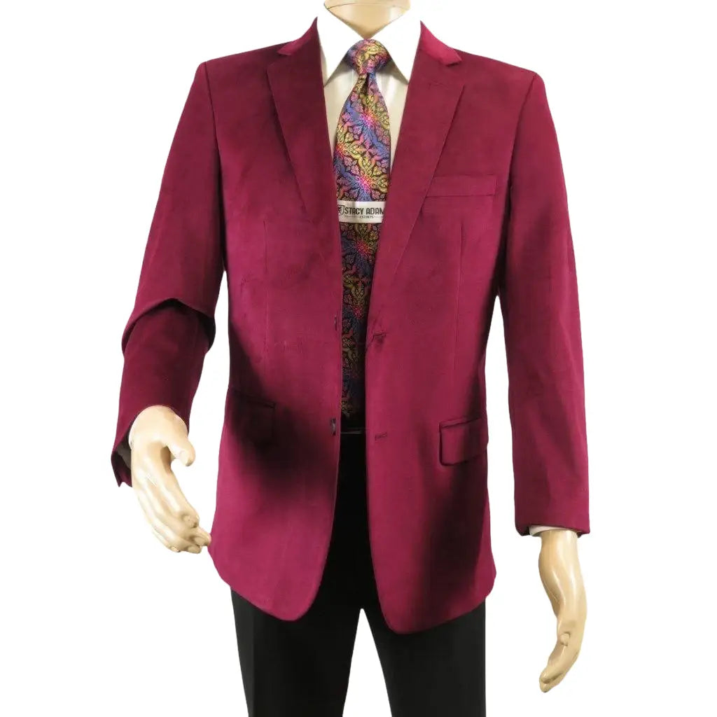 Men's Velvet Sport Coat Jacket by BASSIRI Leonardi J1042 Burgundy - J.Valintin Men's Wear Legend - 92623