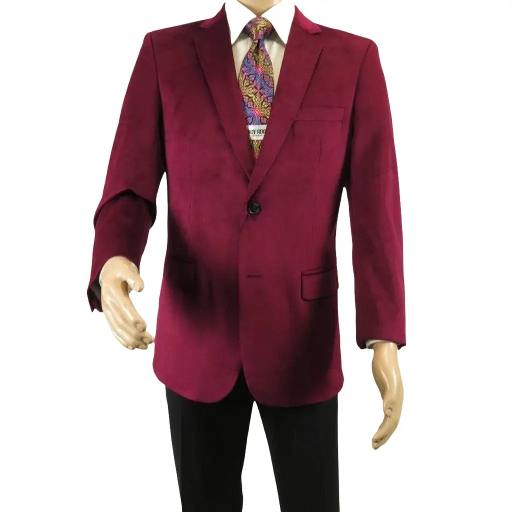 Men's Velvet Sport Coat Jacket by BASSIRI Leonardi J1042 Burgundy - J.Valintin Men's Wear Legend - 92623