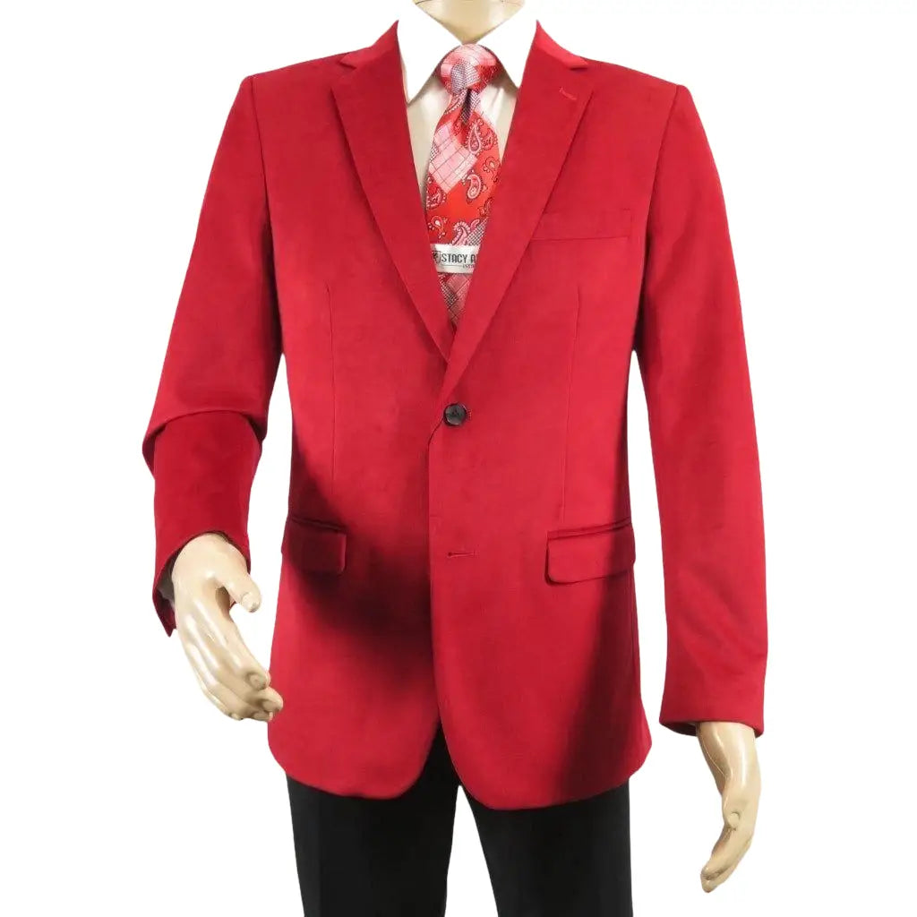 Men's Velvet Sports Coat Grammy Amy Award BASSIRI , LEONARDI J1042 Christmas Red - J.Valintin Men's Wear Legend - 92647