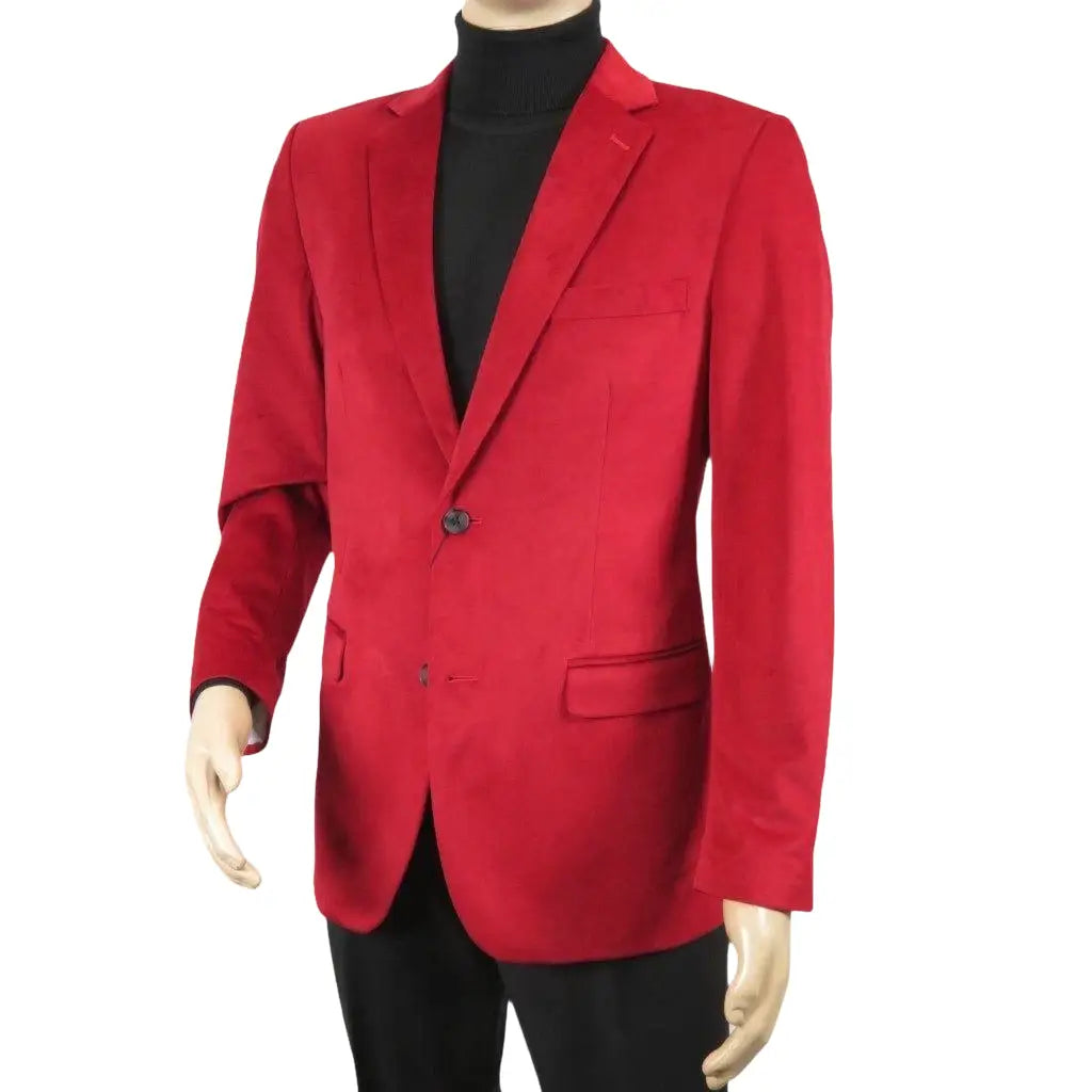 Men's Velvet Sports Coat Grammy Amy Award BASSIRI , LEONARDI J1042 Christmas Red - J.Valintin Men's Wear Legend - 92647