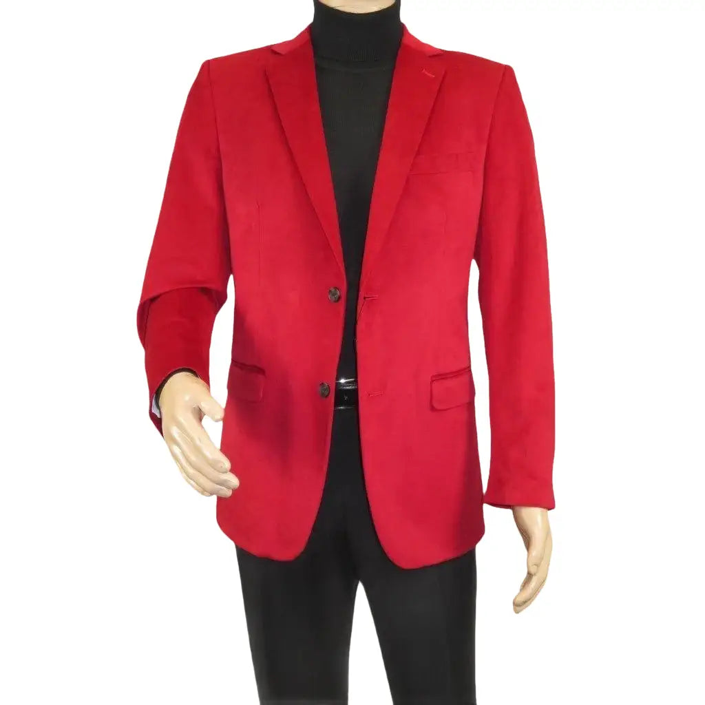 Men's Velvet Sports Coat Grammy Amy Award BASSIRI , LEONARDI J1042 Christmas Red - J.Valintin Men's Wear Legend - 92647