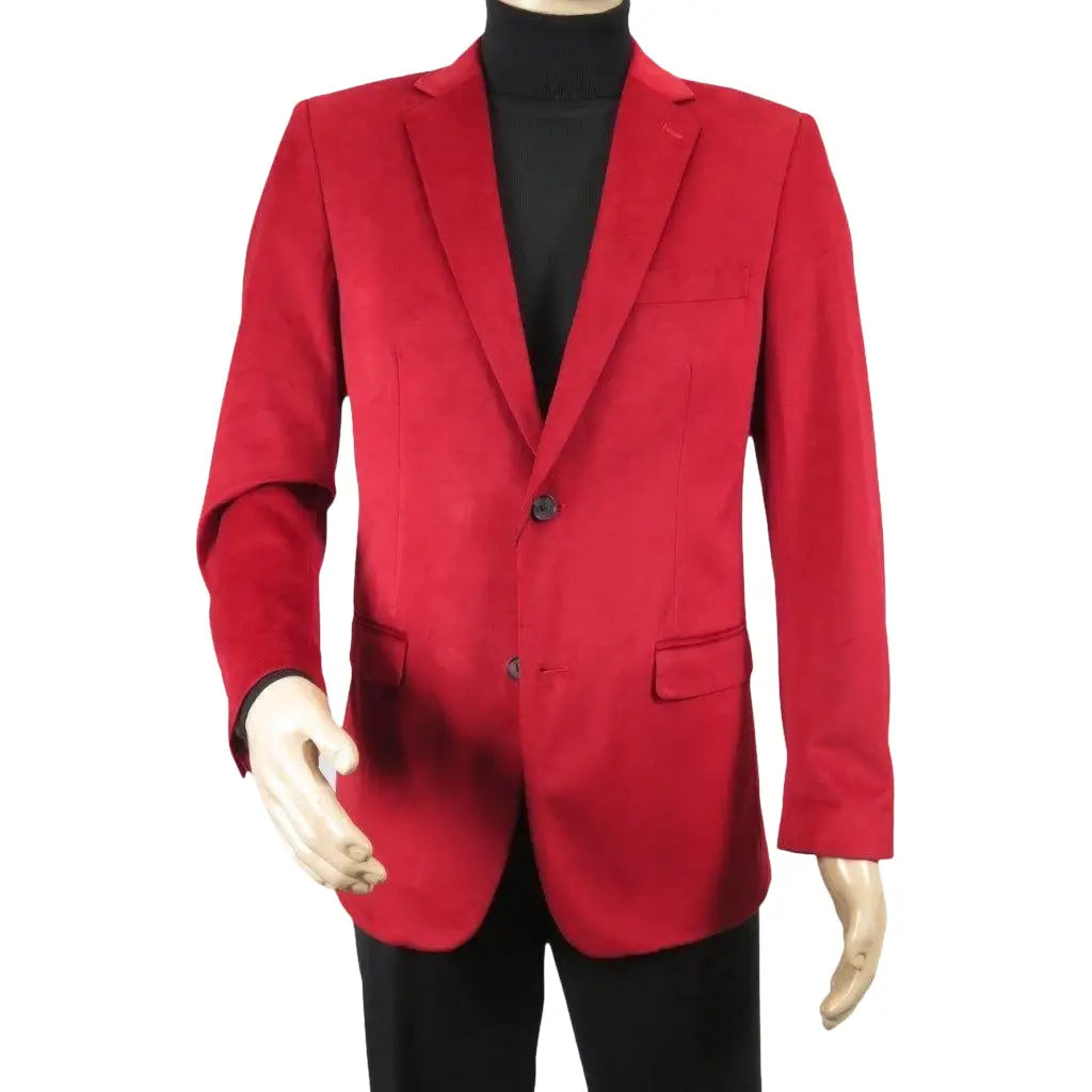 Men's Velvet Sports Coat Grammy Amy Award BASSIRI , LEONARDI J1042 Christmas Red - J.Valintin Men's Wear Legend - 92647