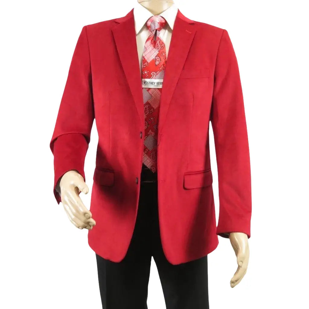 Men's Velvet Sports Coat Grammy Amy Award BASSIRI , LEONARDI J1042 Christmas Red - J.Valintin Men's Wear Legend - 92647