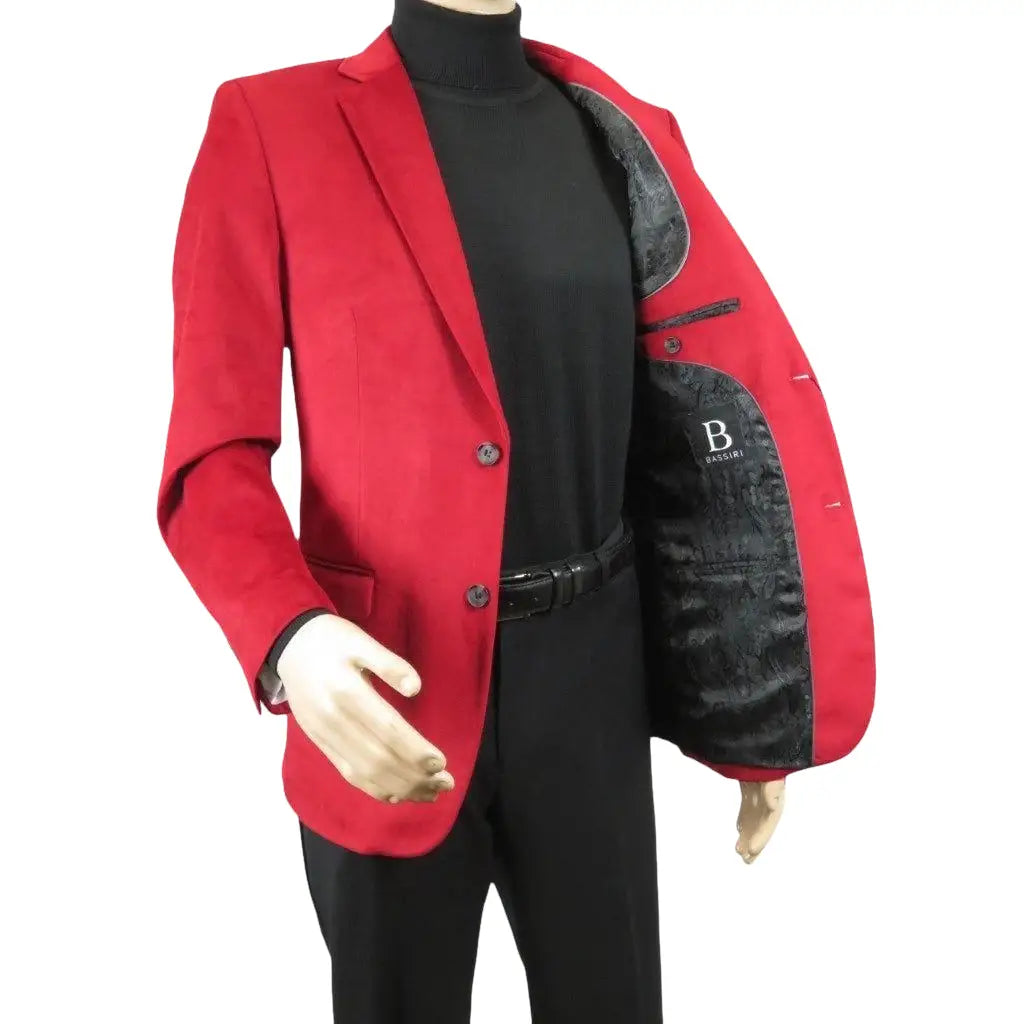 Men's Velvet Sports Coat Grammy Amy Award BASSIRI , LEONARDI J1042 Christmas Red - J.Valintin Men's Wear Legend - 92647