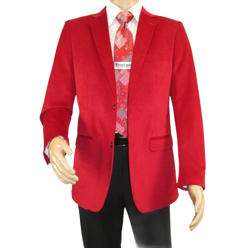 Men's Velvet Sports Coat Grammy Amy Award BASSIRI , LEONARDI J1042 Christmas Red - J.Valintin Men's Wear Legend - 92647