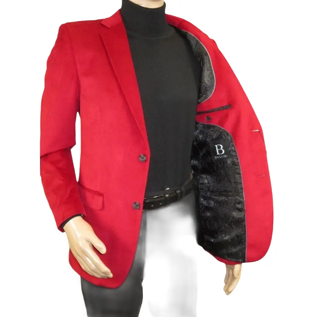 Men's Velvet Sports Coat Grammy Amy Award BASSIRI , LEONARDI J1042 Christmas Red - J.Valintin Men's Wear Legend - 92647