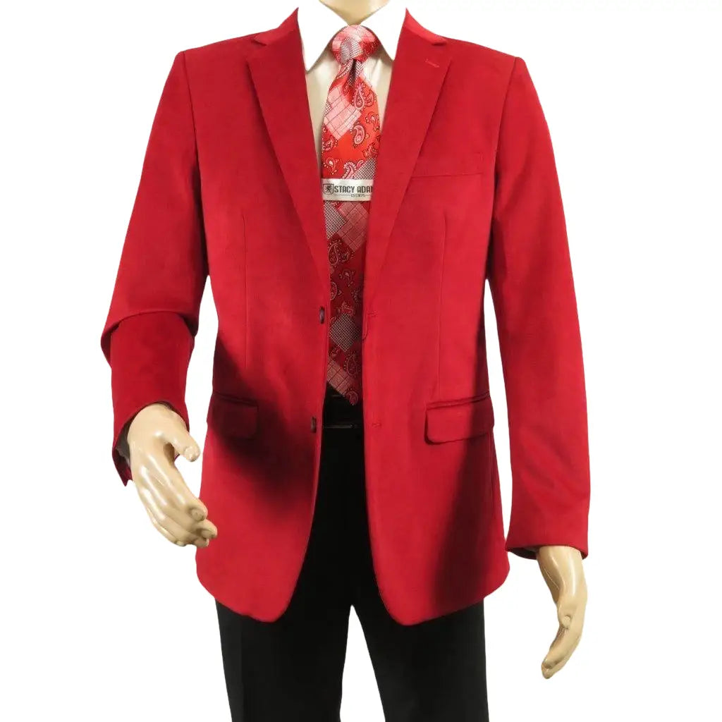 Men's Velvet Sports Coat Grammy Amy Award BASSIRI , LEONARDI J1042 Christmas Red - J.Valintin Men's Wear Legend - 92647