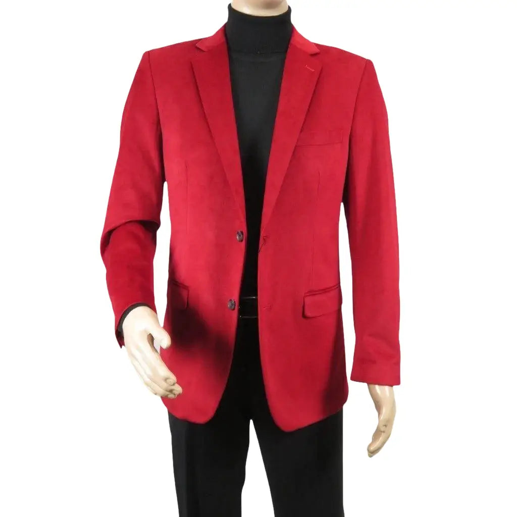 Men's Velvet Sports Coat Grammy Amy Award BASSIRI , LEONARDI J1042 Christmas Red - J.Valintin Men's Wear Legend - 92647