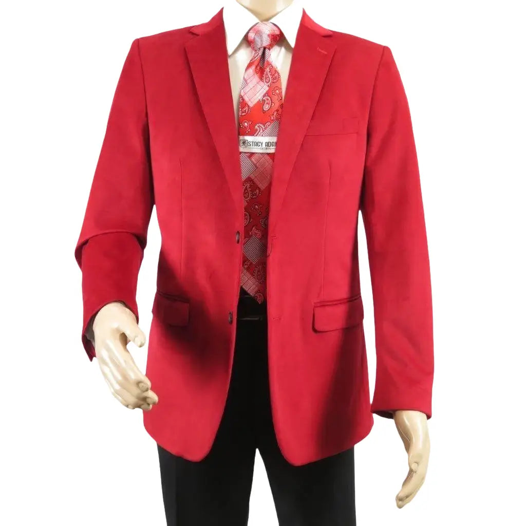 Men's Velvet Sports Coat Grammy Amy Award BASSIRI , LEONARDI J1042 Christmas Red - J.Valintin Men's Wear Legend - 92647