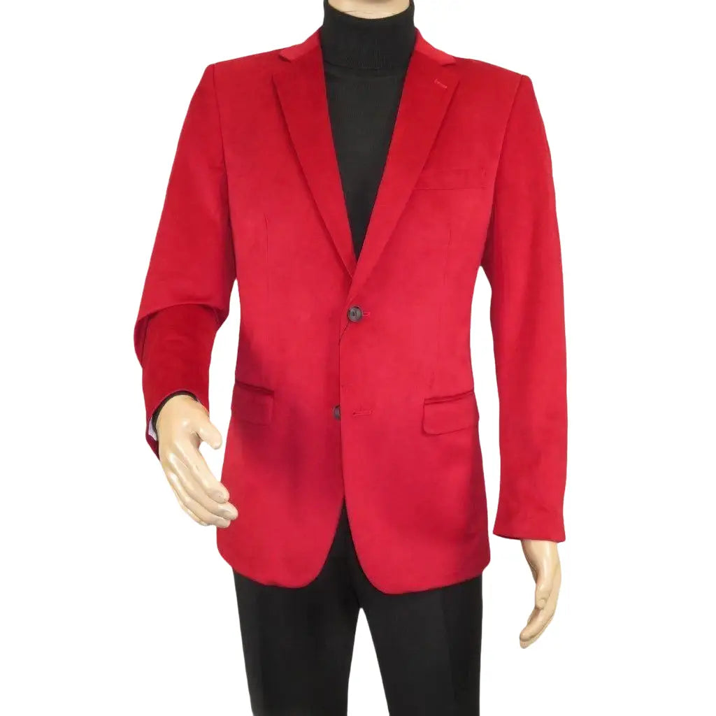 Men's Velvet Sports Coat Grammy Amy Award BASSIRI , LEONARDI J1042 Christmas Red - J.Valintin Men's Wear Legend - 92647