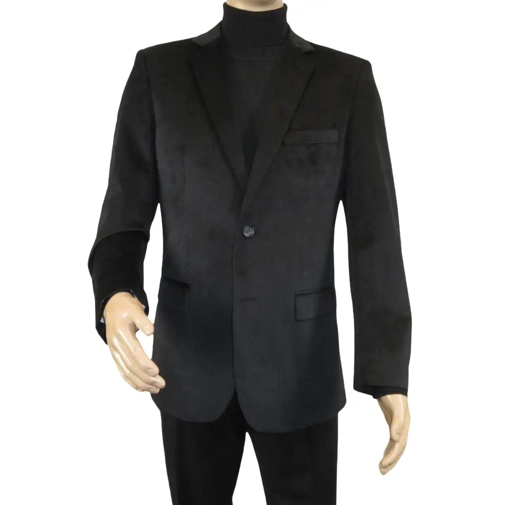 Men's Velvet Sports Coat Grammy Amy Award By BASSIRI , LEONARDI J1042 Black - J.Valintin Men's Wear Legend - 92617