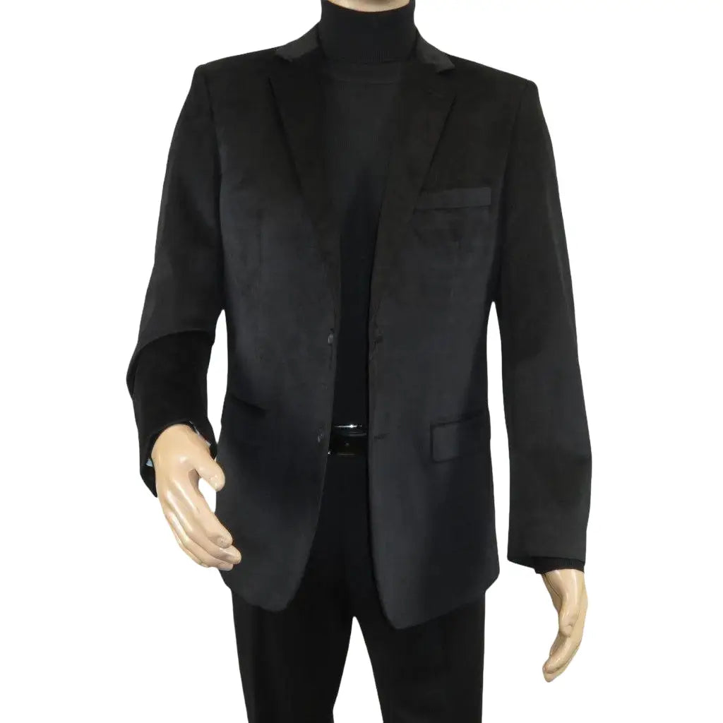 Men's Velvet Sports Coat Grammy Amy Award By BASSIRI , LEONARDI J1042 Black - J.Valintin Men's Wear Legend - 92617