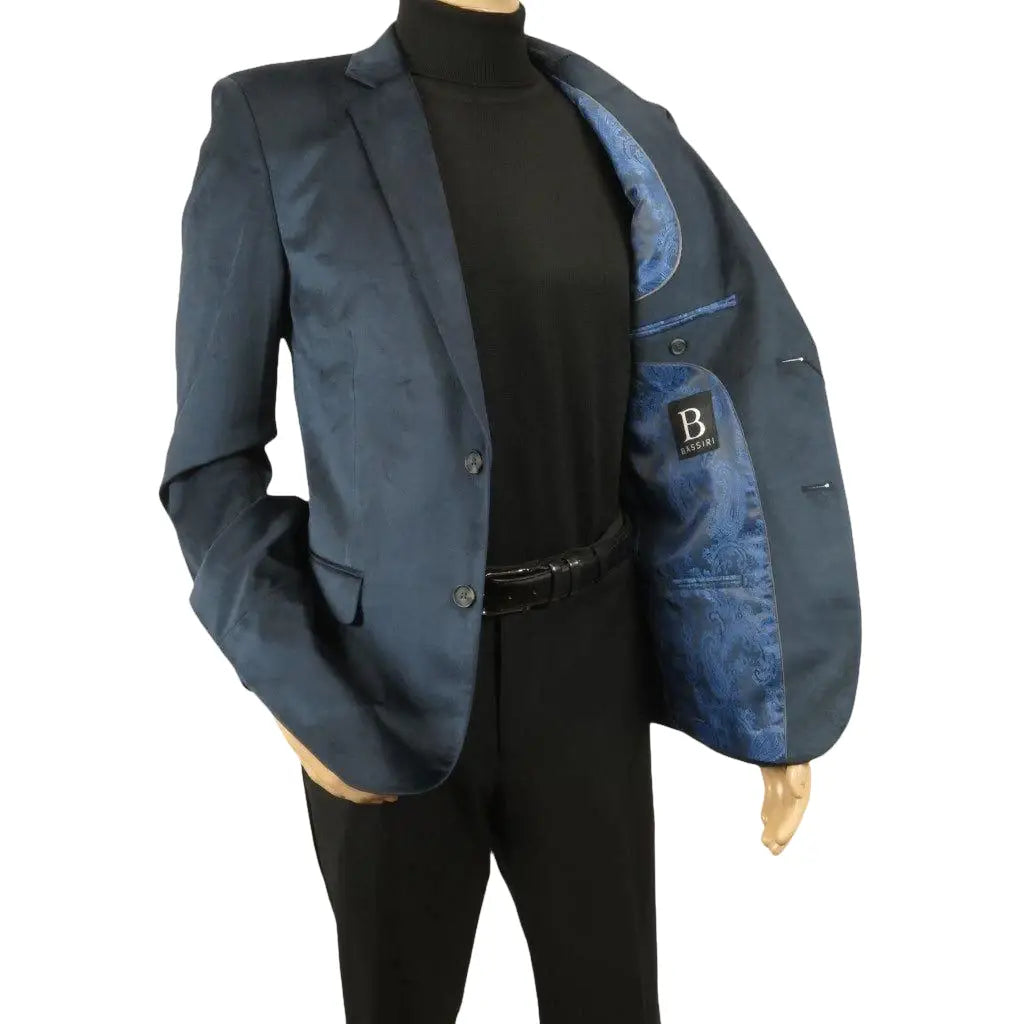 Men's Velvet Sports Coat Grammy Amy Award By BASSIRI , LEONARDI J1042 Navy Blue - J.Valintin Men's Wear Legend - 92659
